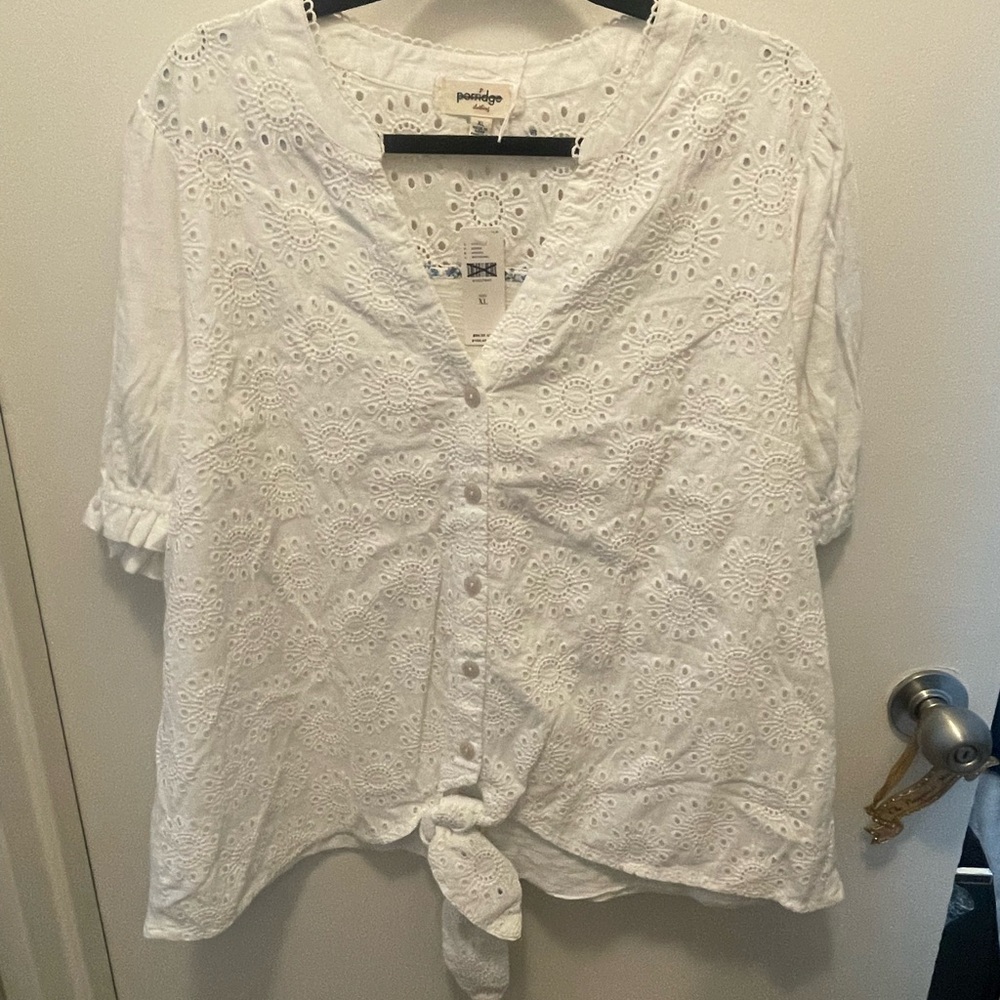 NWT Anthropologie White Eyelet Button-Up Blouse